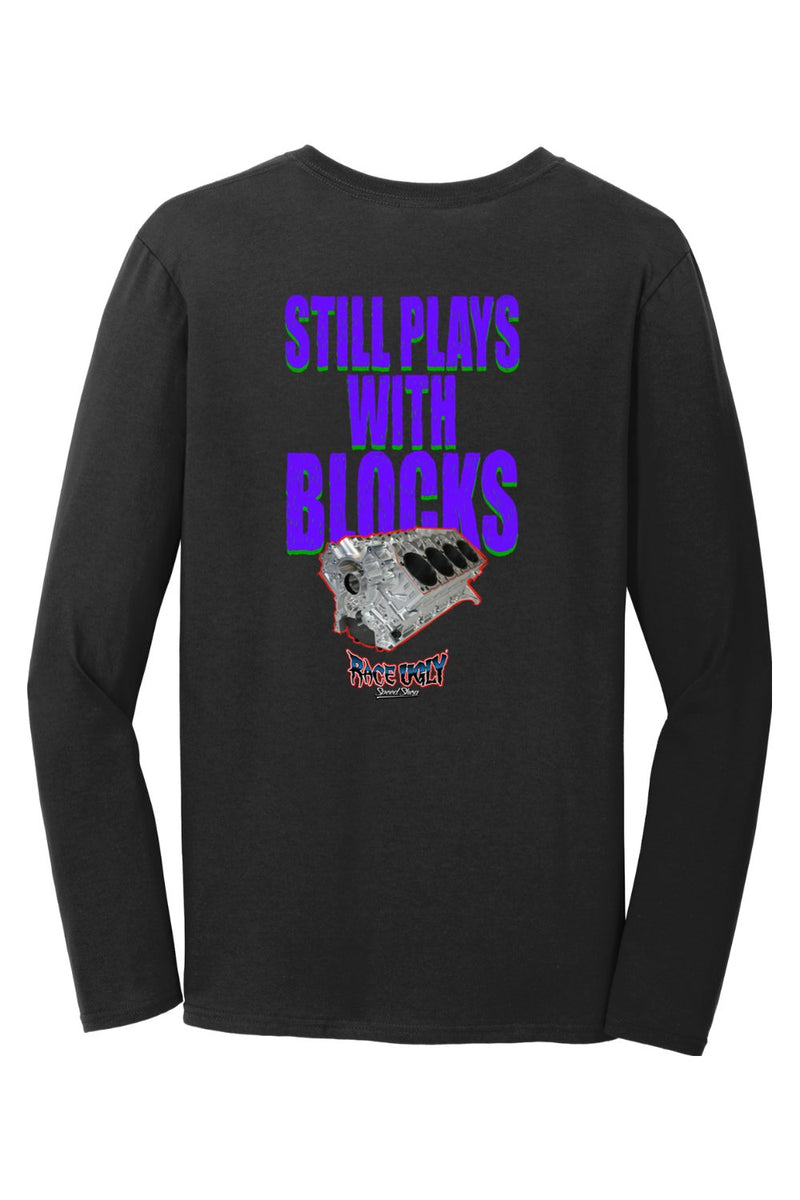 Gildan Softstyle Long Sleeve T-Shirt. "RU BLOCKS" (PURPLE)