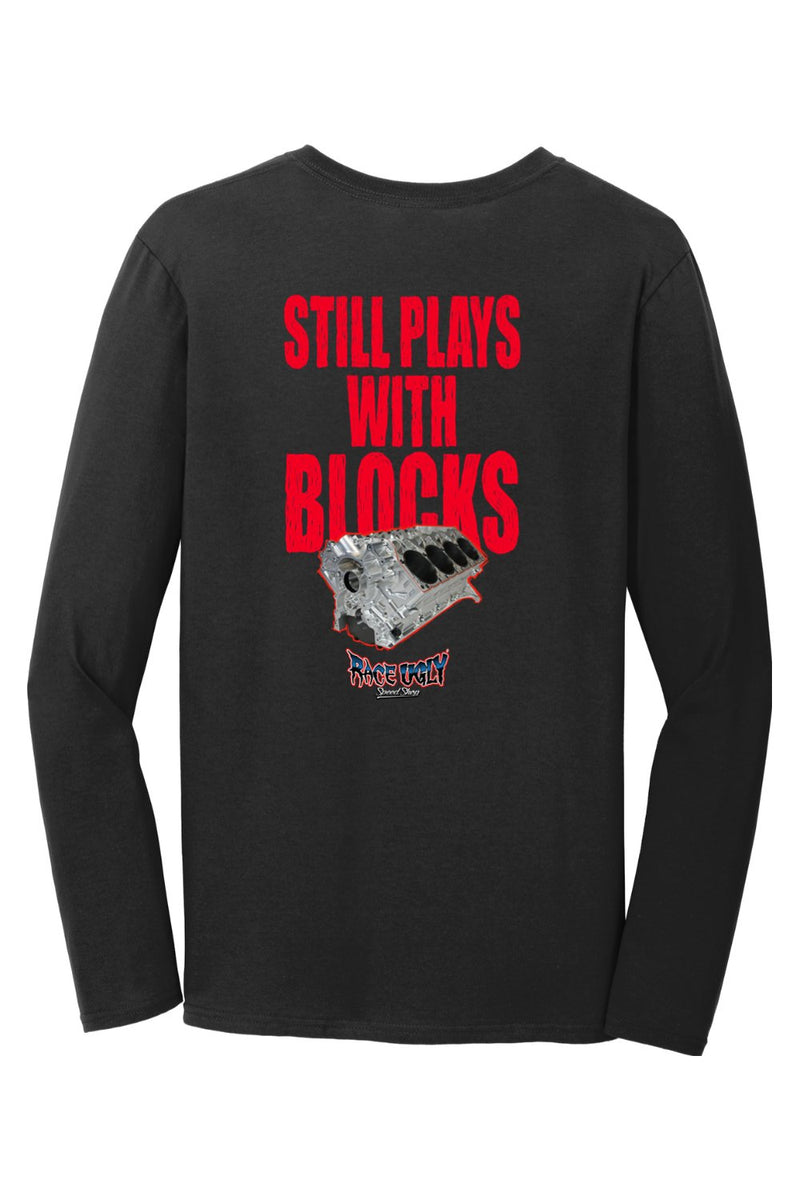 Gildan Softstyle Long Sleeve T-Shirt "RU BLOCKS" (RED)