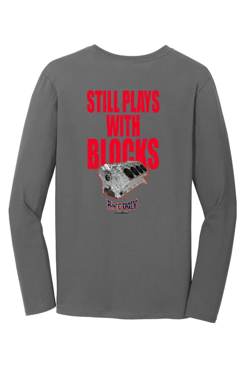 Gildan Softstyle Long Sleeve T-Shirt "RU BLOCKS" (RED)