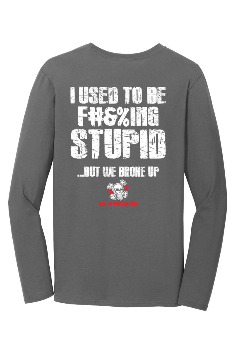 Gildan Softstyle Long Sleeve T-Shirt "RU F#&%ING STUPID" (WHITE)