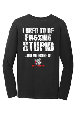 Gildan Softstyle Long Sleeve T-Shirt "RU F#&%ING STUPID" (WHITE)