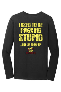 Gildan Softstyle Long Sleeve T-Shirt "RU F#&%ING STUPID" (YELLOW)