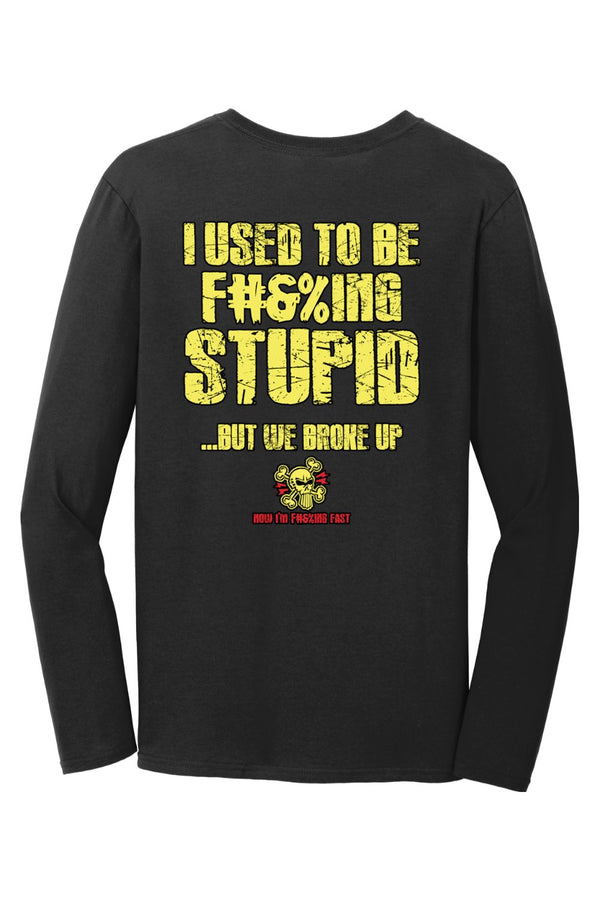 Gildan Softstyle Long Sleeve T-Shirt "RU F#&%ING STUPID" (YELLOW)