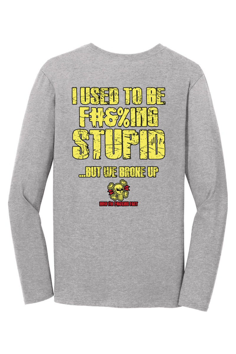 Gildan Softstyle Long Sleeve T-Shirt "RU F#&%ING STUPID" (YELLOW)