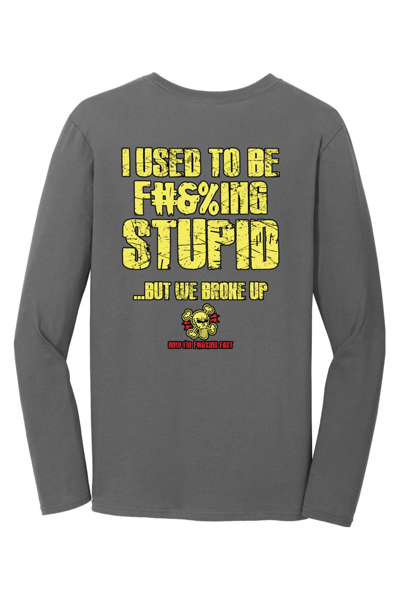 Gildan Softstyle Long Sleeve T-Shirt "RU F#&%ING STUPID" (YELLOW)