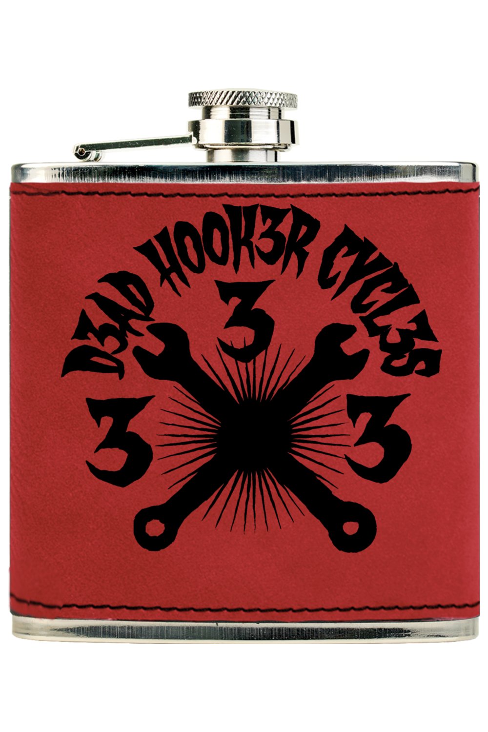 Leather Stainless Steel Flask "DHC 333" Engraved