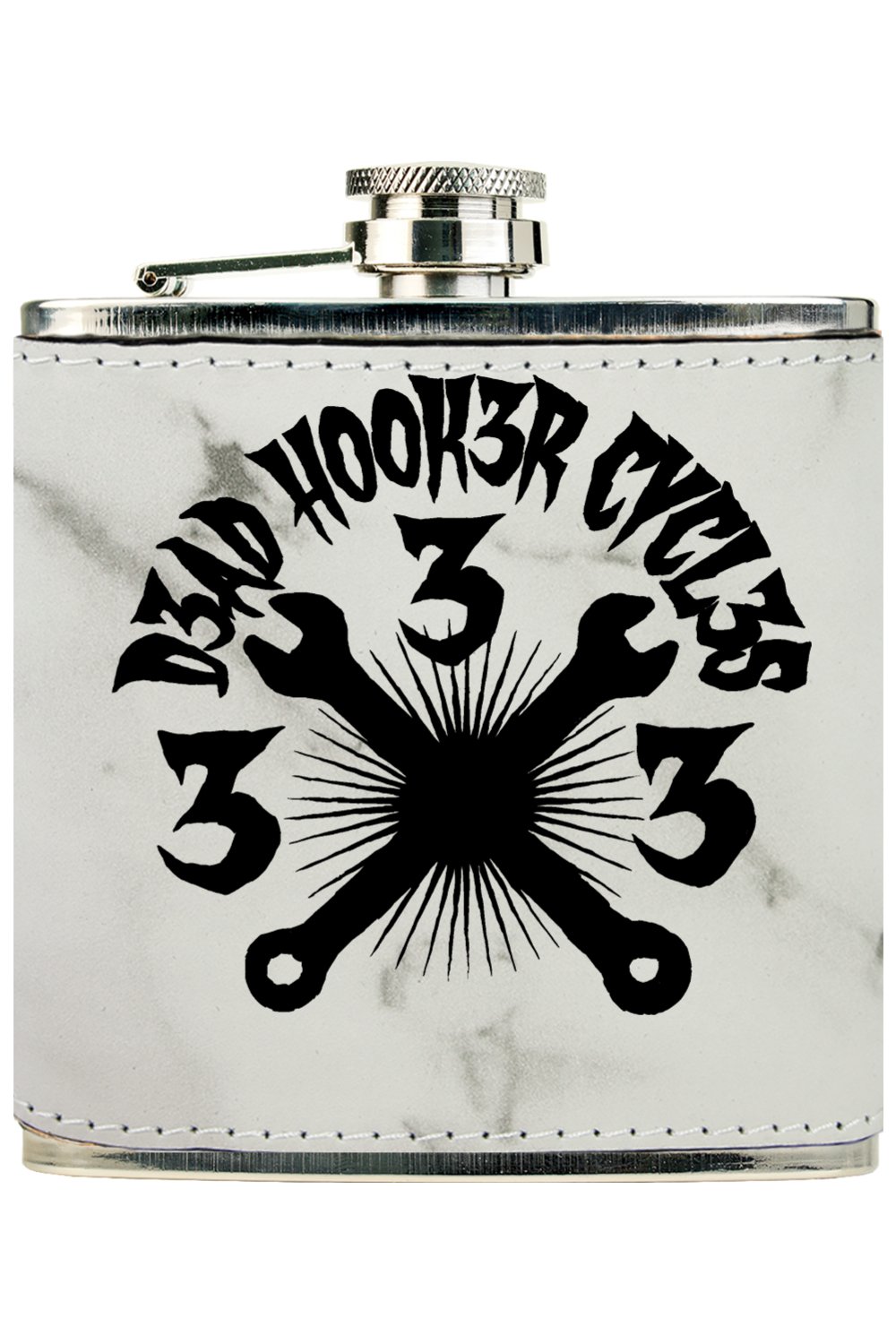 Leather Stainless Steel Flask "DHC 333" Engraved