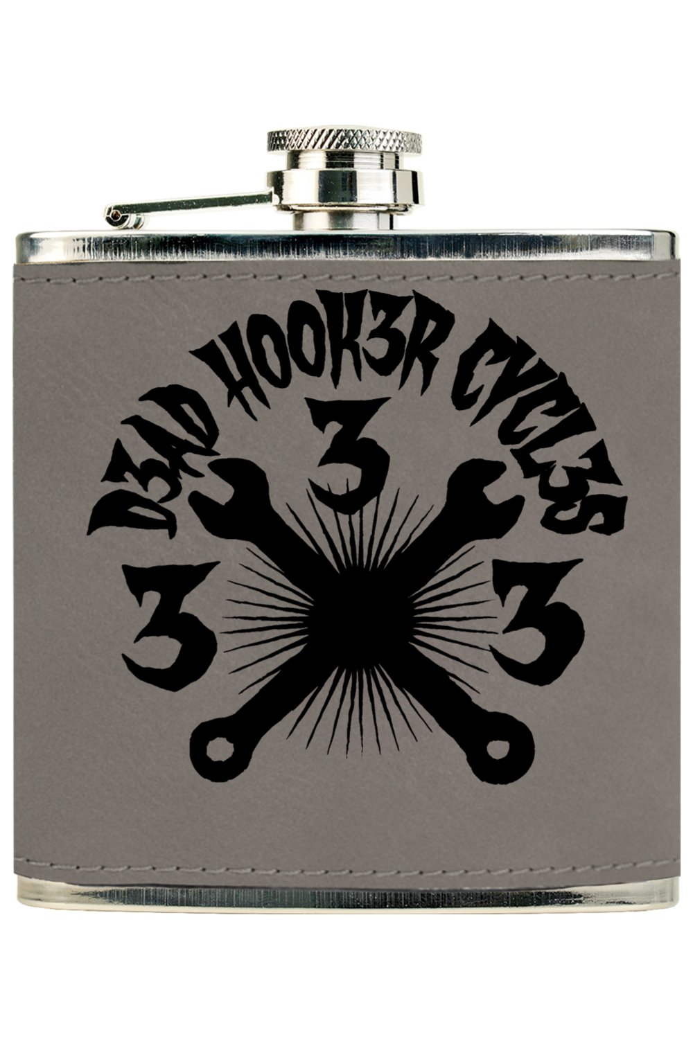 Leather Stainless Steel Flask "DHC 333" Engraved