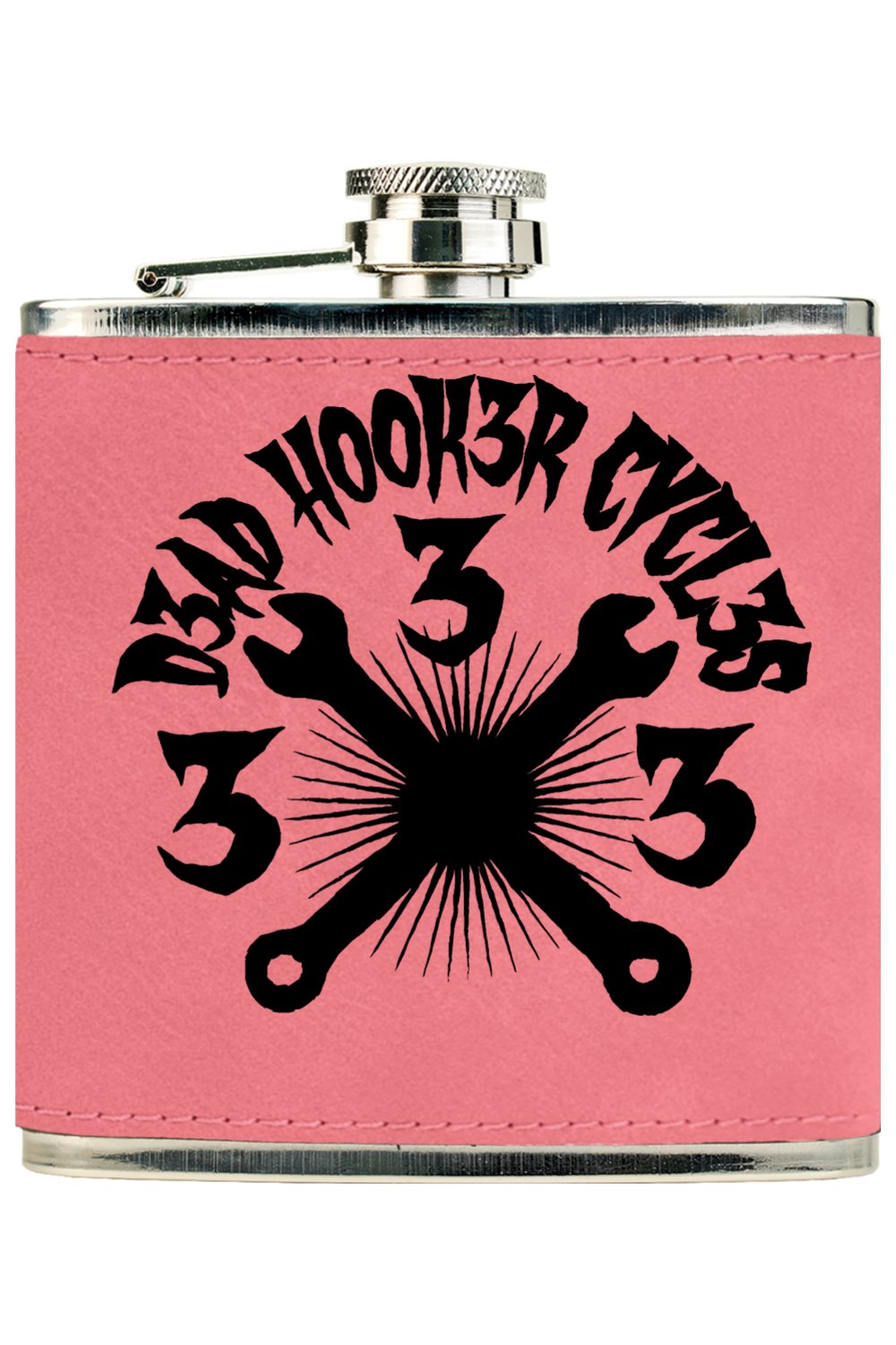 Leather Stainless Steel Flask "DHC 333" Engraved