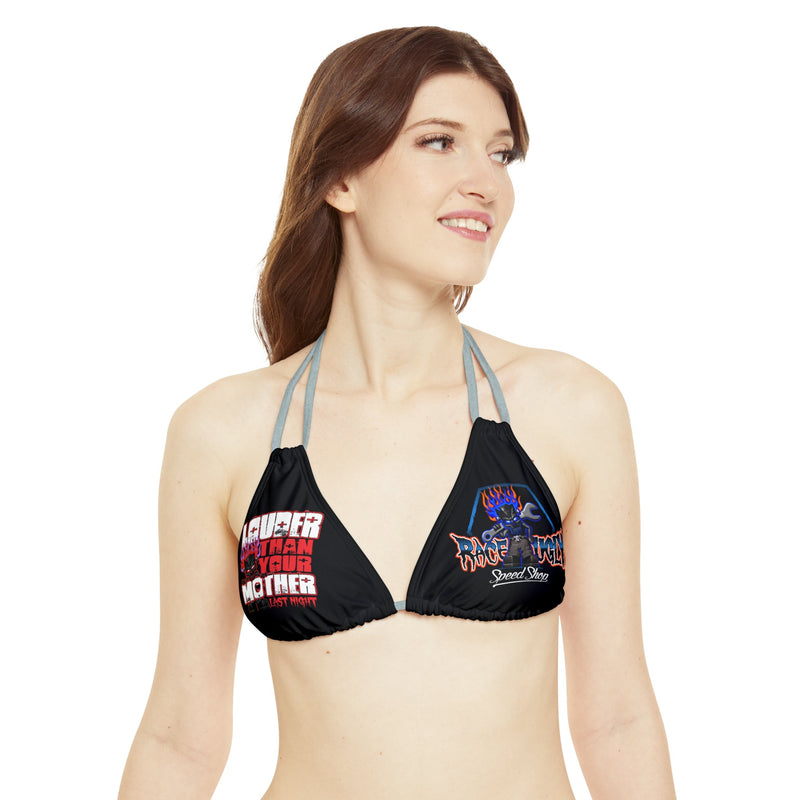 Strappy Triangle Bikini Top (AOP) “RU LOUDER”