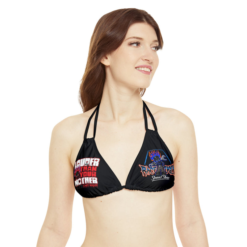 Strappy Triangle Bikini Top (AOP) “RU LOUDER”