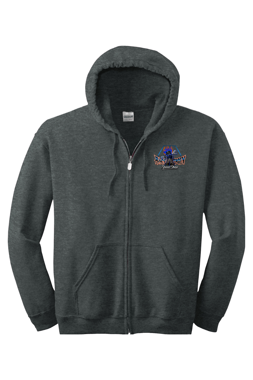 Gildan Heavy Blend Full-Zip Hooded Sweatshirt "RU TEETH" (WHITE)